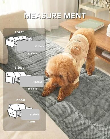 Couch Cover for Sofa and Dogs, Washable Waterproof Sofa Cover, Pet Couch Protector with Non Slip for 3 Cushion Couch Pet Friendly Furniture Cover(Dark Grey,27.6" x 83"/70 x 210cm) in Saudi Arabia
