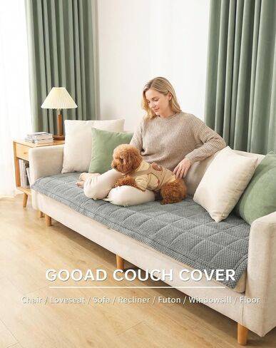 Couch Cover for Sofa and Dogs, Washable Waterproof Sofa Cover, Pet Couch Protector with Non Slip for 3 Cushion Couch Pet Friendly Furniture Cover(Dark Grey,27.6" x 83"/70 x 210cm) in Saudi Arabia