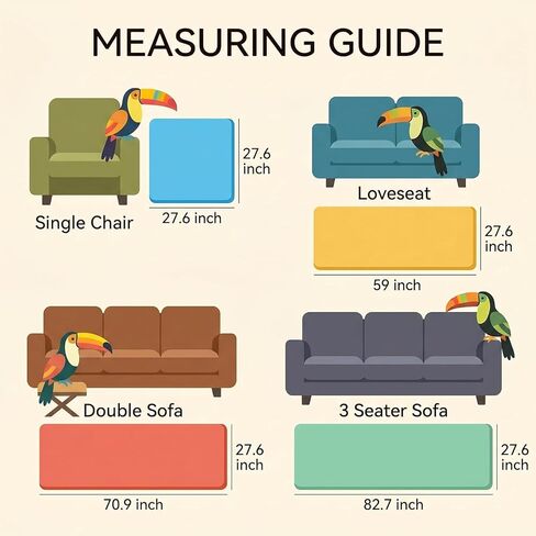 Toucans Couch Covers for Pets, Washable, Non Slip Plush Sofa Protectors, Fuzzy Pet Couch Covers, Pet Friendly (Grey, 27.6" x 82.7") in Saudi Arabia