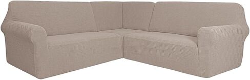 3 Pcs Stretch Soft Polyester Blend L Shaped Couch Covers for Sectional Corner Sofa Slipcover 5 Seat Couch Cover Furniture Protector Covers for Living Room in Saudi Arabia