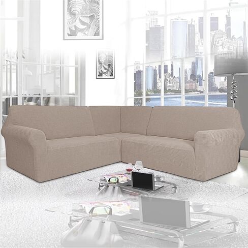 3 Pcs Stretch Soft Polyester Blend L Shaped Couch Covers for Sectional Corner Sofa Slipcover 5 Seat Couch Cover Furniture Protector Covers for Living Room in Saudi Arabia