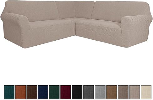 3 Pcs Stretch Soft Polyester Blend L Shaped Couch Covers for Sectional Corner Sofa Slipcover 5 Seat Couch Cover Furniture Protector Covers for Living Room in Saudi Arabia