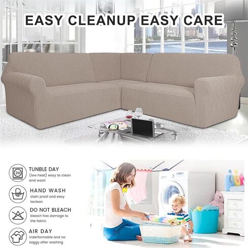 3 Pcs Stretch Soft Polyester Blend L Shaped Couch Covers for Sectional Corner Sofa Slipcover 5 Seat Couch Cover Furniture Protector Covers for Living Room in Saudi Arabia