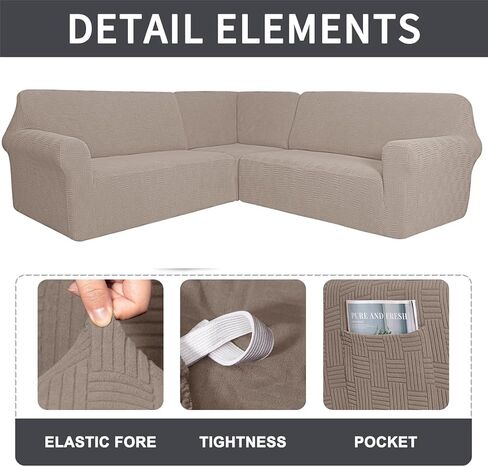 3 Pcs Stretch Soft Polyester Blend L Shaped Couch Covers for Sectional Corner Sofa Slipcover 5 Seat Couch Cover Furniture Protector Covers for Living Room in Saudi Arabia