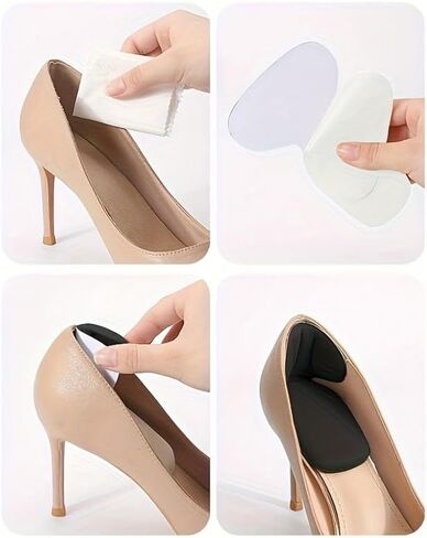 4pcs Black Heel Cushion Pads Soft Anti Slip Heel Grips Heel Protectors Prevent Blisters Stop Heel Slipping Improve Shoe Fit for Women Men High Heels Leather Dress Casual Shoes in Kuwait