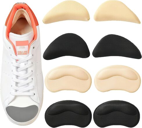8 Pcs Shoe Fillers & Heel Pads for Loose or Too Big Shoes – Toe Cushions & Heel Grips for Women and Men, Comfort Insoles for Heels, Sneakers, Boots – Pain Relief & Better Fit(Black + Beige) in Saudi Arabia