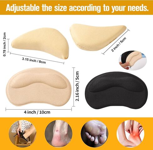 8 Pcs Shoe Fillers & Heel Pads for Loose or Too Big Shoes – Toe Cushions & Heel Grips for Women and Men, Comfort Insoles for Heels, Sneakers, Boots – Pain Relief & Better Fit(Black + Beige) in Saudi Arabia