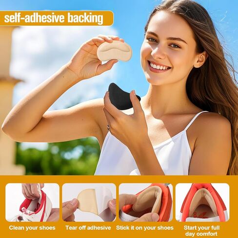 8 Pcs Shoe Fillers & Heel Pads for Loose or Too Big Shoes – Toe Cushions & Heel Grips for Women and Men, Comfort Insoles for Heels, Sneakers, Boots – Pain Relief & Better Fit(Black + Beige) in Saudi Arabia