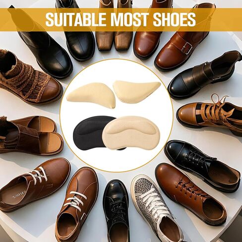 8 Pcs Shoe Fillers & Heel Pads for Loose or Too Big Shoes – Toe Cushions & Heel Grips for Women and Men, Comfort Insoles for Heels, Sneakers, Boots – Pain Relief & Better Fit(Black + Beige) in Saudi Arabia