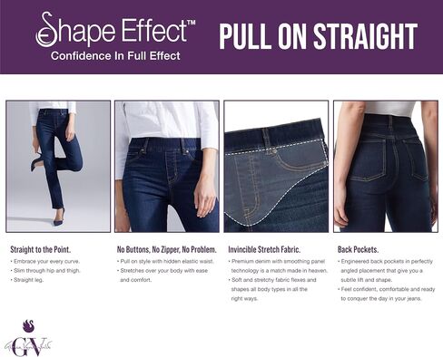 Gloria Vanderbilt Womens Shape Effect Pull on High Rise Straight Leg Jean Standard in Kuwait