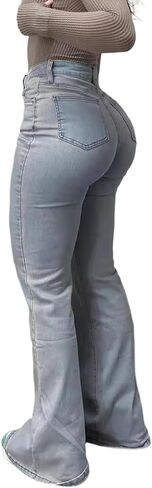 ABABC Bell Bottom Jeans for Women High Waisted Stretchy Wide Leg Jeans Tummy Control Jean Pants Bootcut Flare Pants in Saudi Arabia