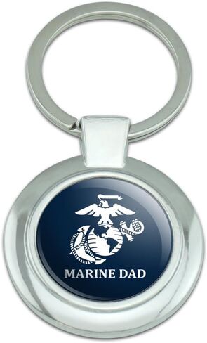 GRAPHICS & MORE Marine Dad USMC White Logo on Blue Officially Licensed Keychain Classy Round Chrome Plated Metal in Kuwait