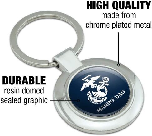 GRAPHICS & MORE Marine Dad USMC White Logo on Blue Officially Licensed Keychain Classy Round Chrome Plated Metal in Kuwait