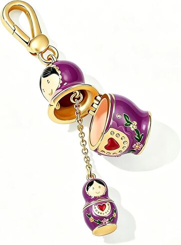 Russian Nesting Dolls Pendant Keychain, Red Classic Polka Dot, Zinc Alloy, Car Key Ring Accessory in Saudi Arabia