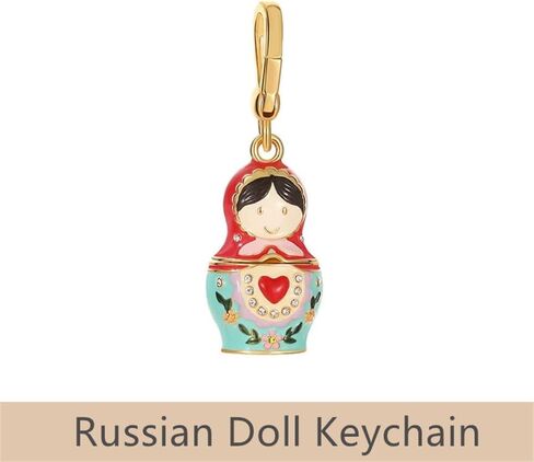 Russian Nesting Dolls Pendant Keychain, Red Classic Polka Dot, Zinc Alloy, Car Key Ring Accessory in Saudi Arabia