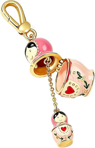 Russian Nesting Dolls Pendant Keychain, Red Classic Polka Dot, Zinc Alloy, Car Key Ring Accessory in Saudi Arabia
