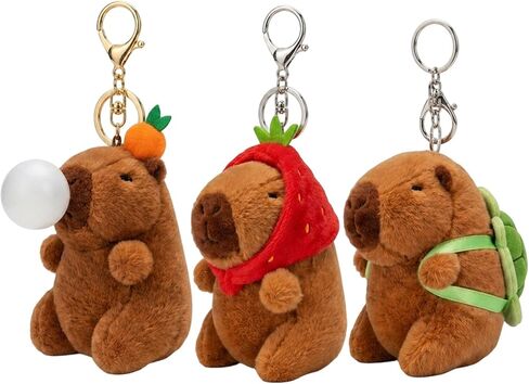 3-Pack Capybara Plush Keychain, Cute Animal Keychains for Backpacks and Gifts, Soft Capybara Stuffed Keychain for Collectors, Fun Party Favors and Daily Accessories in Saudi Arabia