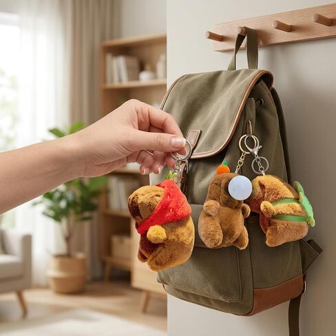 3-Pack Capybara Plush Keychain, Cute Animal Keychains for Backpacks and Gifts, Soft Capybara Stuffed Keychain for Collectors, Fun Party Favors and Daily Accessories in Saudi Arabia