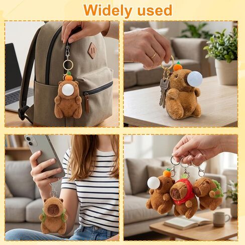 3-Pack Capybara Plush Keychain, Cute Animal Keychains for Backpacks and Gifts, Soft Capybara Stuffed Keychain for Collectors, Fun Party Favors and Daily Accessories in Saudi Arabia