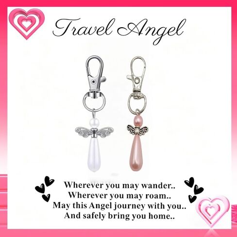2pcs Guardian Angel Keychain Travel Amulet Good Luck Blessings | Safe Travel Good Luck Charms, Blessing Accessories, Party Favors, Travel Gifts in Kuwait