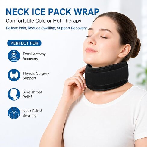MR.ICE Neck Ice Pack Wrap for Tonsillectomy Recovery – Flexible Gel Cold Compress for Sore Throat, Thyroid Surgery & Neck Pain Relief, 38×10cm with Adjustable 40cm Strap, Reusable Hot & Cold Therapy in Saudi Arabia