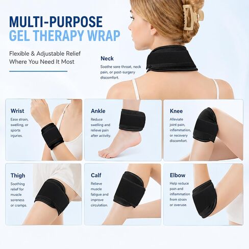 MR.ICE Neck Ice Pack Wrap for Tonsillectomy Recovery – Flexible Gel Cold Compress for Sore Throat, Thyroid Surgery & Neck Pain Relief, 38×10cm with Adjustable 40cm Strap, Reusable Hot & Cold Therapy in Saudi Arabia