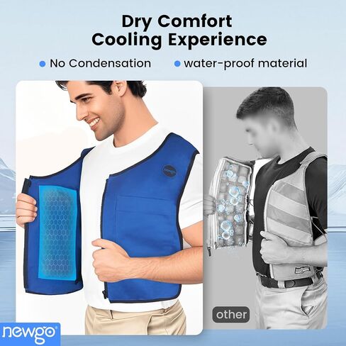 NEWGO Cooling Vest for Men& Women, Adjustable& Lightweight ice Jacket, 4 PCS Ice Packs, Ice Shirt for Motorcyle, Fishing, Cycling, Outdoor Working in Kuwait