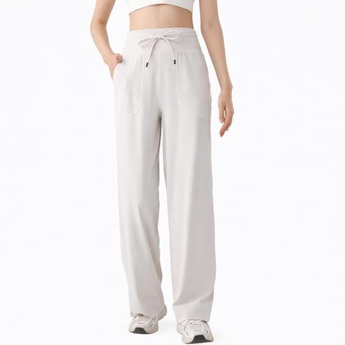 Women’s Straight Leggings Bottoms Wide Leg Lounge Pants High Waist Drawstring Stretchy Soft Sweatpants with Pockets in Saudi Arabia
