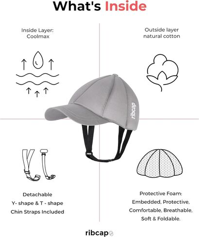 Ribcap Baseball Cap Medical Grade Protective Helmet | Platin | Soft Helmet for Epilepsy | Protective Hat for Seizures in Saudi Arabia
