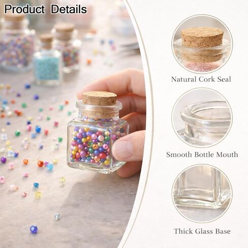 6Packs 50ml/1.67OZ Square Glass Bottles with Cork Stoppers Decorative Glass Containers Small Clear Glass Jars Mini Potion Bottles for DIY Crafts, Message Bottles, Spice Storage, Wedding Decor in Saudi Arabia
