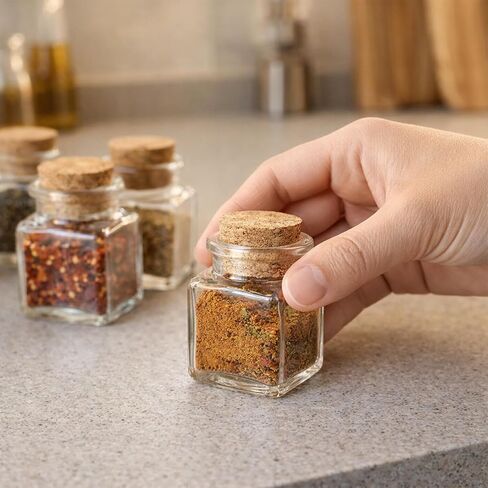 6Packs 50ml/1.67OZ Square Glass Bottles with Cork Stoppers Decorative Glass Containers Small Clear Glass Jars Mini Potion Bottles for DIY Crafts, Message Bottles, Spice Storage, Wedding Decor in Saudi Arabia