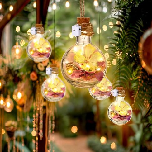 Mifoci 6 Pack Fairy Garden Decor Fairy Night Lights Magical Potion Lights Flower Pine Cone Decor Flower Garden Table Centerpieces Magic DIY Bottle Set for Birthday Forest Themed Party Decoration in Saudi Arabia