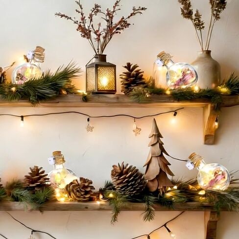Mifoci 6 Pack Fairy Garden Decor Fairy Night Lights Magical Potion Lights Flower Pine Cone Decor Flower Garden Table Centerpieces Magic DIY Bottle Set for Birthday Forest Themed Party Decoration in Saudi Arabia