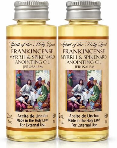 Biblical Frankincense Myrrh & Spikenard Anointing Oil from Jerusalem 2 x 60 ml Bottles Holy Land Blessing Gift Set with Prayer Card in Kuwait