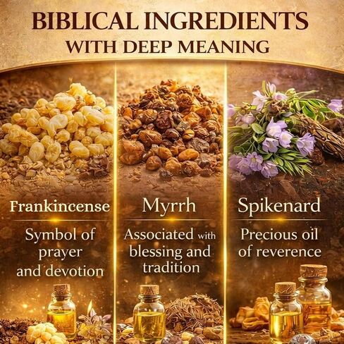 Biblical Frankincense Myrrh & Spikenard Anointing Oil from Jerusalem 2 x 60 ml Bottles Holy Land Blessing Gift Set with Prayer Card in Kuwait