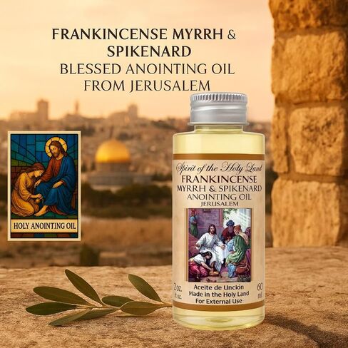 Biblical Frankincense Myrrh & Spikenard Anointing Oil from Jerusalem 2 x 60 ml Bottles Holy Land Blessing Gift Set with Prayer Card in Kuwait