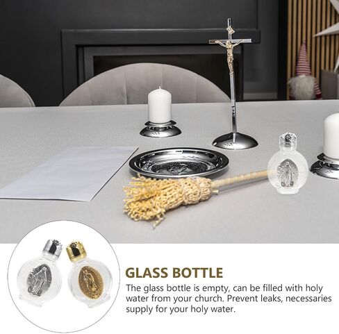 VILLCASE 2pcs Glass Holy Water Bottle, Decorative Bottles Holy Water Container, Religious Empty Oil Containers for Catholic Christian Party Church in Kuwait