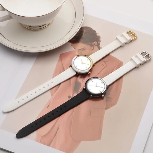 Letoff Women's Watch White&Black Silicone Strap, Minimalist Design, Lightweight Fashion Statement Timepiece Water Resistant 100ft in Saudi Arabia