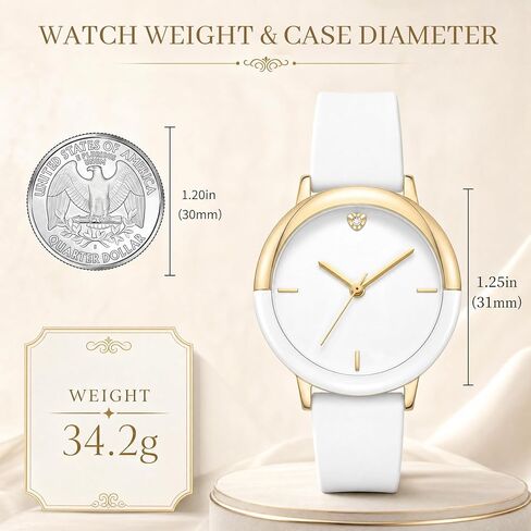 Letoff Women's Watch White&Black Silicone Strap, Minimalist Design, Lightweight Fashion Statement Timepiece Water Resistant 100ft in Saudi Arabia