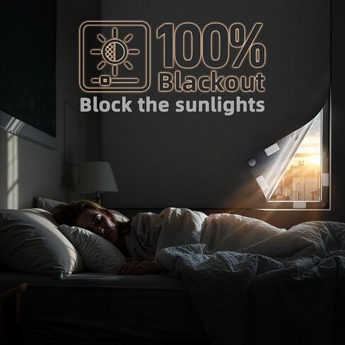 Magnetic Blackout Window Cover 40" x 58" Portable Blackout Curtains for Bedroom, Temporary Black Out Shades Window Privacy Film No Drill Black Out Blinds for Media Room Travel Skylight - White in Saudi Arabia