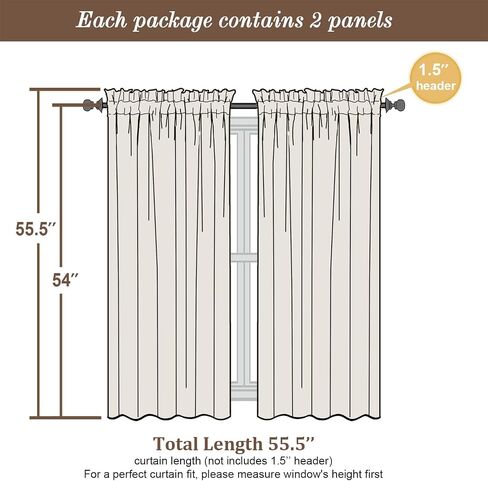 Chyhomenyc Uptown Faux Silk White Curtains 54 Inch Length 2 Panels for Bedroom, Light Filtering Shiny Soft Fabric Rod Pocket Window Drapes for Living Room, Each 30x54 Inches in Saudi Arabia