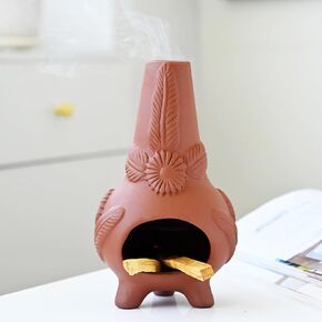 Palo Santo Holder, Ceramic Incense Burner for Wood Sticks, Sage, Cones,Mini Chimenea Palo Santo Burner with Ash Brush for Meditation Yoga Spa Room Decor in Saudi Arabia
