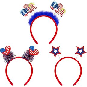 Fourth of July Headbands Party Favors Supplies 6 PCS,4th of July USA Hat Hair Accessories for Women,Red White Blue Parade Decor Photo Props for Costume,Funny Patriotic Stuff Gift for 250th Anniversary in Saudi Arabia