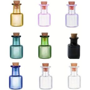 9pcs 2ml Small Rectangle Glass Color Bottles With Cork Colored Glass Bottles with Cork Stoppers Mix 9 Colors in Saudi Arabia