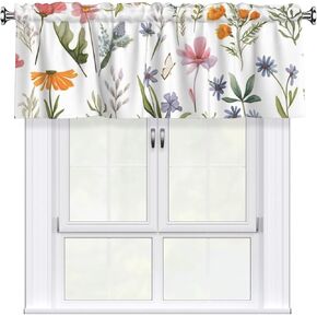 Short Rod Pocket Curtain Valance,Watercolor Tree with Books Window Treatment Decor Curtains for Kitchen Living Room, Bedroom, 1 Panel, 54" W x 18" L in Saudi Arabia