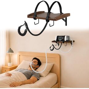 CPAP Wall Mount Shelf for ResMed AirSense 11 Supplies, Enlarged CPAP Machine Stand with Adjustable Anti-Drop Straps, 180° Hose Holder & Dual Hooks, CPAP Accessories Organizer in Saudi Arabia