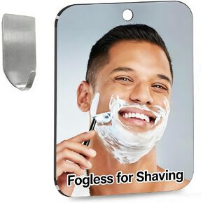 Large Shatterproof Fogless Shower Mirror for Shaving (10x8 Inch Large) No-Fog Waterproof Wall Mounted Bathroom Accessory, Hanging Anti-Fog Shaving Mirror for Men, Perfect for Camping and Travel Use in Saudi Arabia