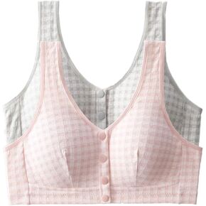 2 Pack Women Wirefree Cotton Front Closure Bras Wireless Snap Closing Bra No Underwire Older Senior Bras in Saudi Arabia