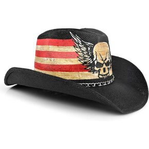 Foeran Cowboy Hat with Men's Women's，Western Cowgirl Straw Hats，Colorful American Flag Star Rivet Decoration in Saudi Arabia