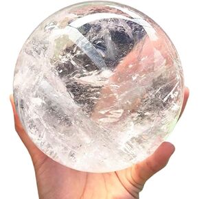 Natural Clear Quartz Crystal Ball,White Crystal Sphere Healing Crystal Ball with Stand Home Decor Prosperous Love Invite Wealth + Pedestal (900g) in Saudi Arabia